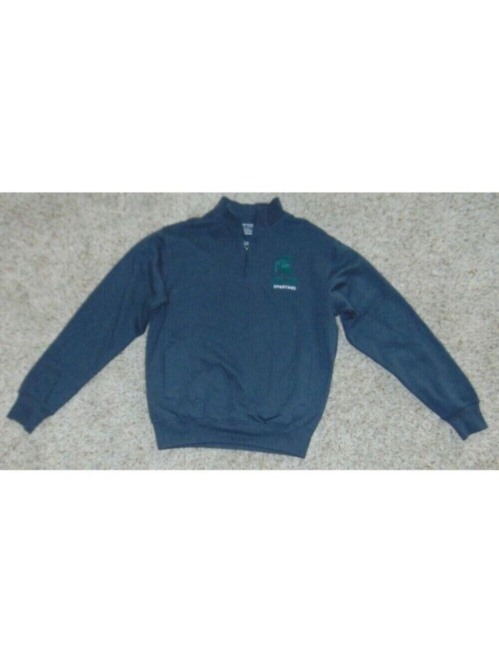 NCAA Michigan State Spartans Sweatshirt S Mens MSU Gray Long Sleeve Zip Neck